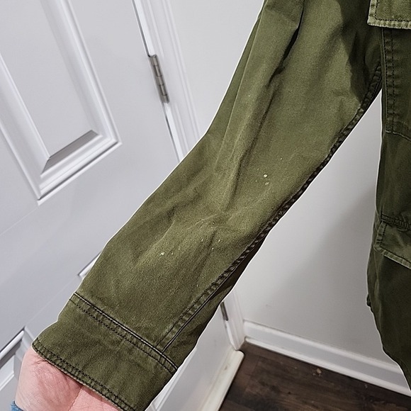 Divided H&M Womens Military Style Cargo Jacket Size 6 Army Green Hooded Shacket - Picture 4 of 10